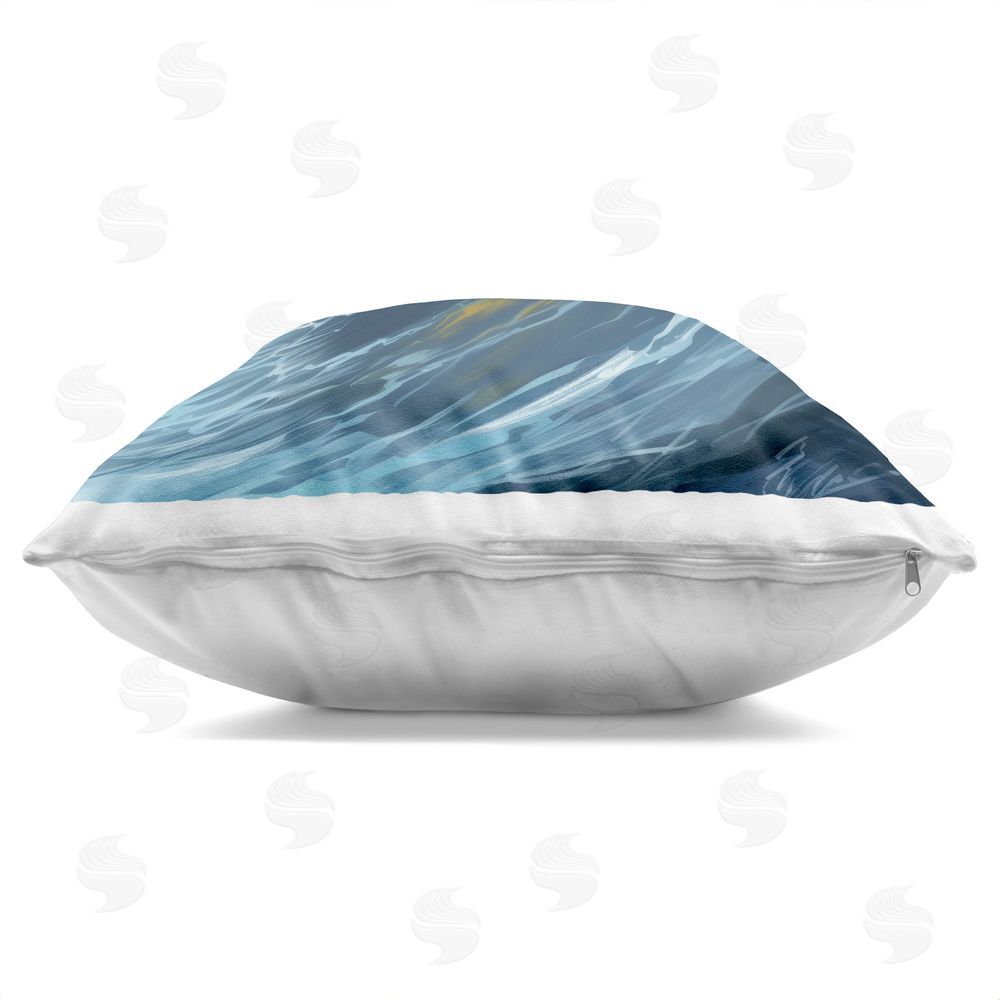 Jim Baldwin Surfing Bear on Open Waves Indoor Plush Polyester Square Throw Pillow Zipper Detail