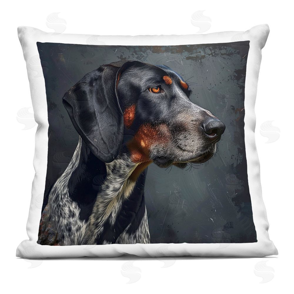 Jim Baldwin Detailed Bluetick Dog Portrait Indoor Plush Polyester Square Throw Pillow