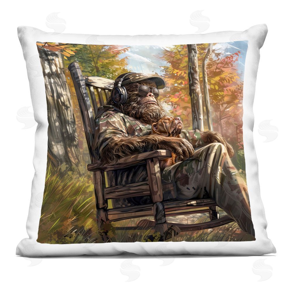 Jim Baldwin Mythical Creature with Headphones Square Printed Throw Pillow