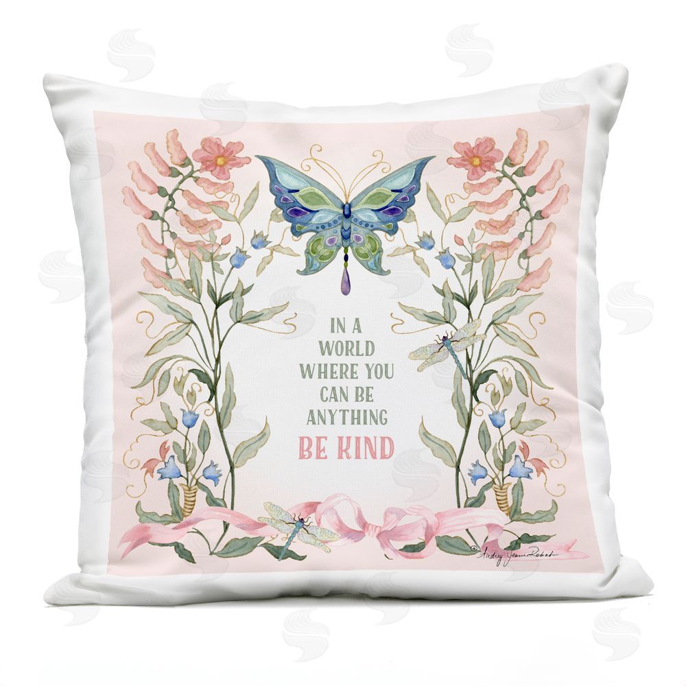 Audrey Jeanne Roberts In A World Be Kind Outdoor Quick-Dry Polyester Square Throw Pillow