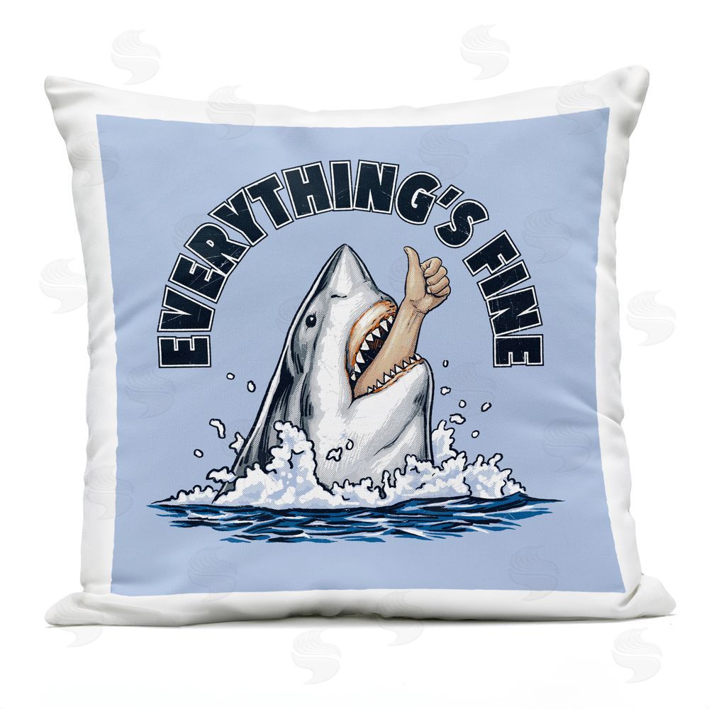 Jedco Brands Inc. Everything's Fine Shark Bite Outdoor Square Printed Throw Pillow