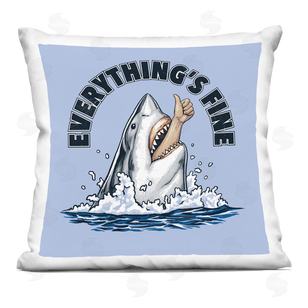 Jedco Brands Inc. Everything's Fine Shark Bite Square Printed Throw Pillow