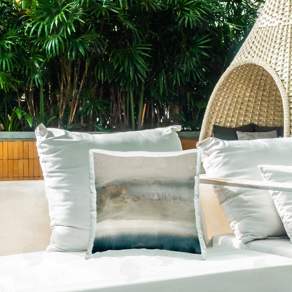 PI Studio Muted Gradient Earth Tones Outdoor Quick-Dry Polyester Printed Square Pillow on Patio