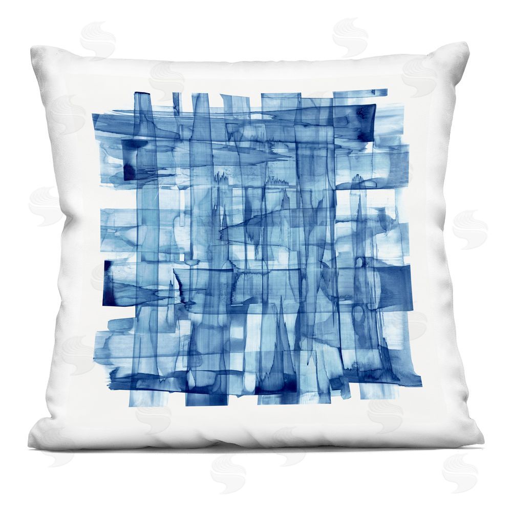 PI Studio Translucent Indigo Crosshatch Indoor Plush Polyester Square Throw Pillow
