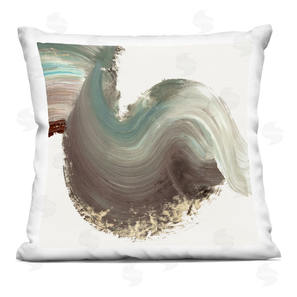 PI Studio Teal & Taupe Swirl Movement Indoor Plush Polyester Square Throw Pillow