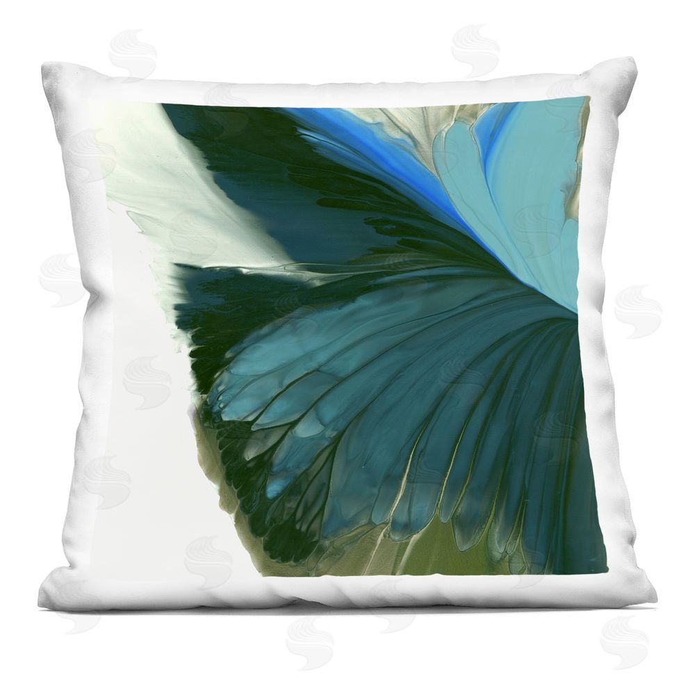 Vicki McFarland Emerald Abstract Butterfly Wing Indoor Plush Polyester Square Throw Pillow