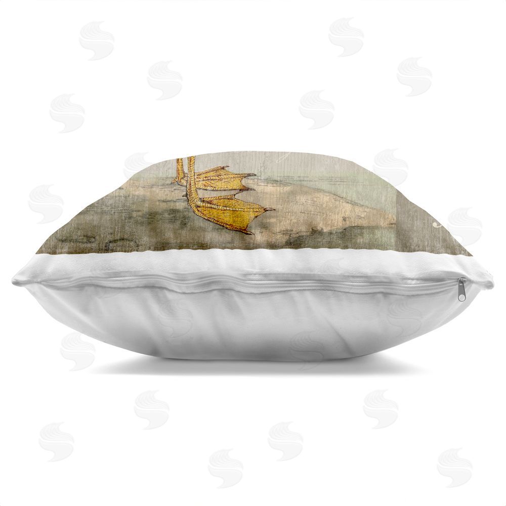 Suzanne Nicoll Rustic Little Seagull Indoor Plush Polyester Square Throw Pillow Zipper Detail