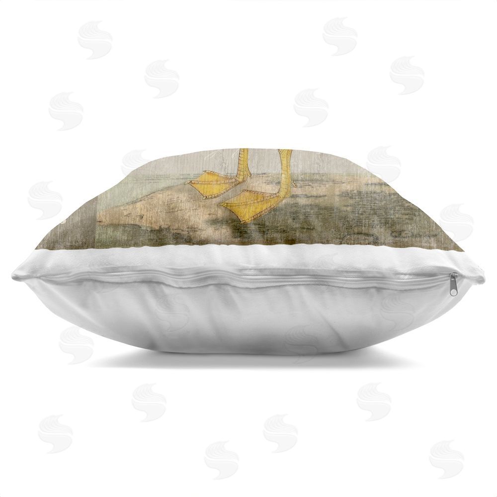 Suzanne Nicoll Little Maritime Seagull Indoor Plush Polyester Square Throw Pillow Zipper Detail