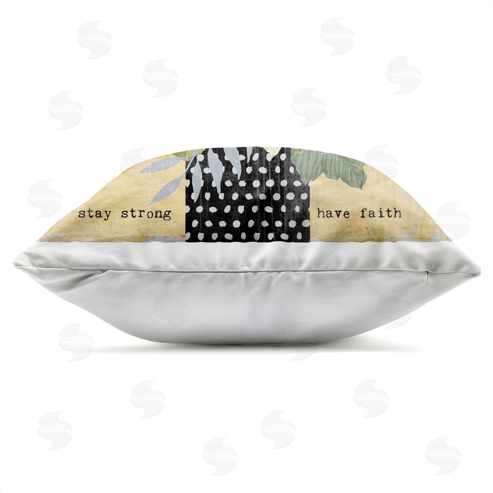 Suzanne Nicoll Stay Strong Have Faith Outdoor Quick-Dry Polyester Square Throw Pillow Zipper Detail