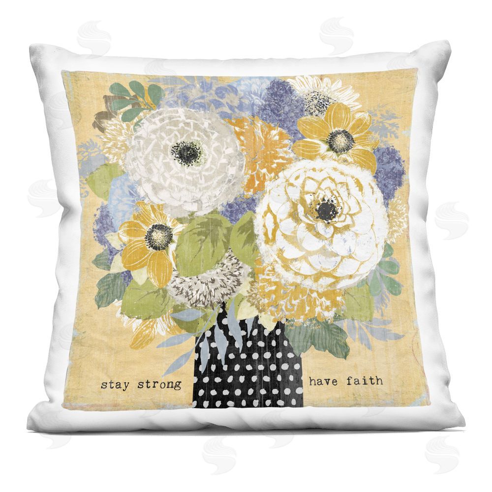 Suzanne Nicoll Stay Strong Have Faith Indoor Plush Polyester Square Throw Pillow