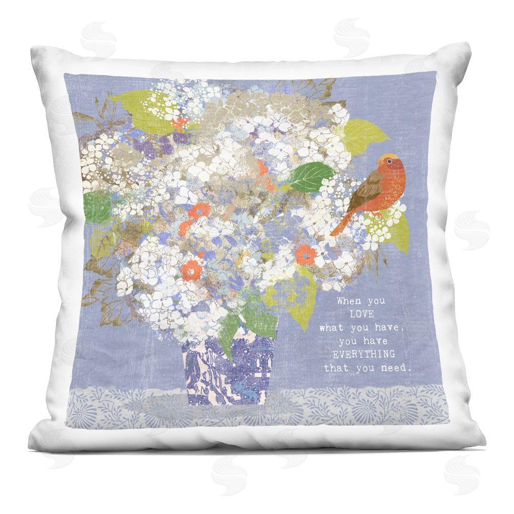 Suzanne Nicoll Floral Inspiration On Love Indoor Plush Polyester Square Throw Pillow