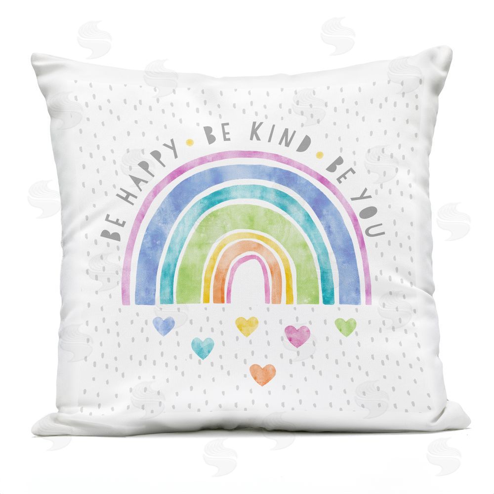 Suzanne Nicoll Be You Hearts & Rainbow Outdoor Quick-Dry Polyester Square Throw Pillow