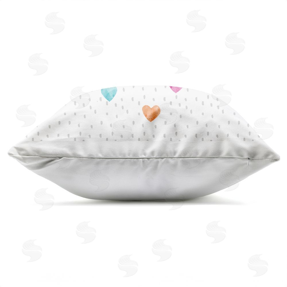 Suzanne Nicoll Be You Hearts & Rainbow Outdoor Quick-Dry Polyester Square Throw Pillow Zipper Detail