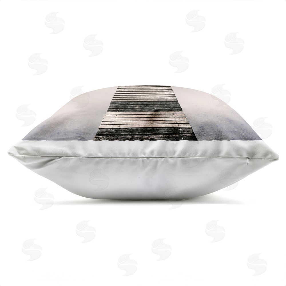 Irene Weisz Calm Reflective Waters & Mountains Outdoor Quick-Dry Polyester Square Throw Pillow Zipper Detail
