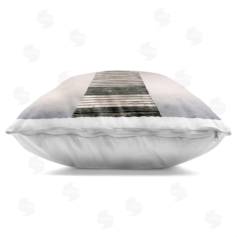 Irene Weisz Calm Reflective Waters & Mountains Indoor Plush Polyester Square Throw Pillow Zipper Detail