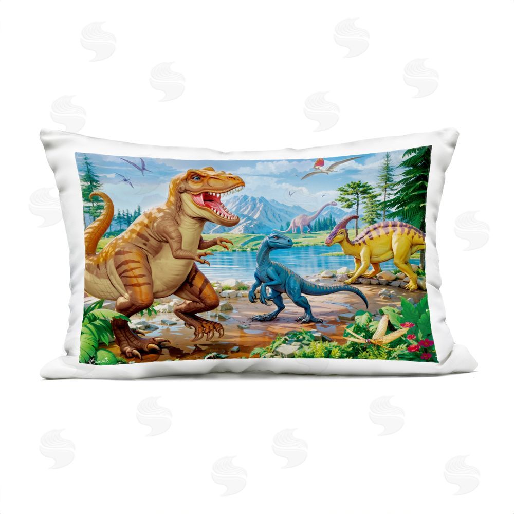 Henriette Chinaglia Lush Jurassic Lakeside Outdoor Quick-Dry Polyester Lumbar Pillow