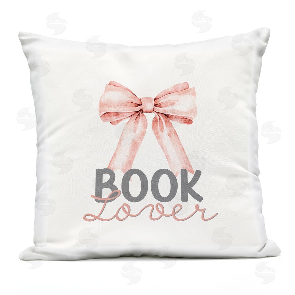 Kim Allen Book Lover Pink Bow Outdoor Quick-Dry Polyester Square Throw Pillow