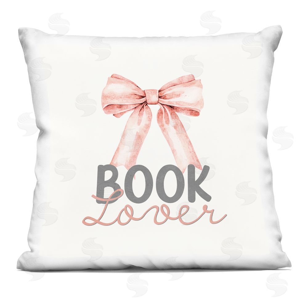 Kim Allen Book Lover Pink Bow Indoor Plush Polyester Square Throw Pillow