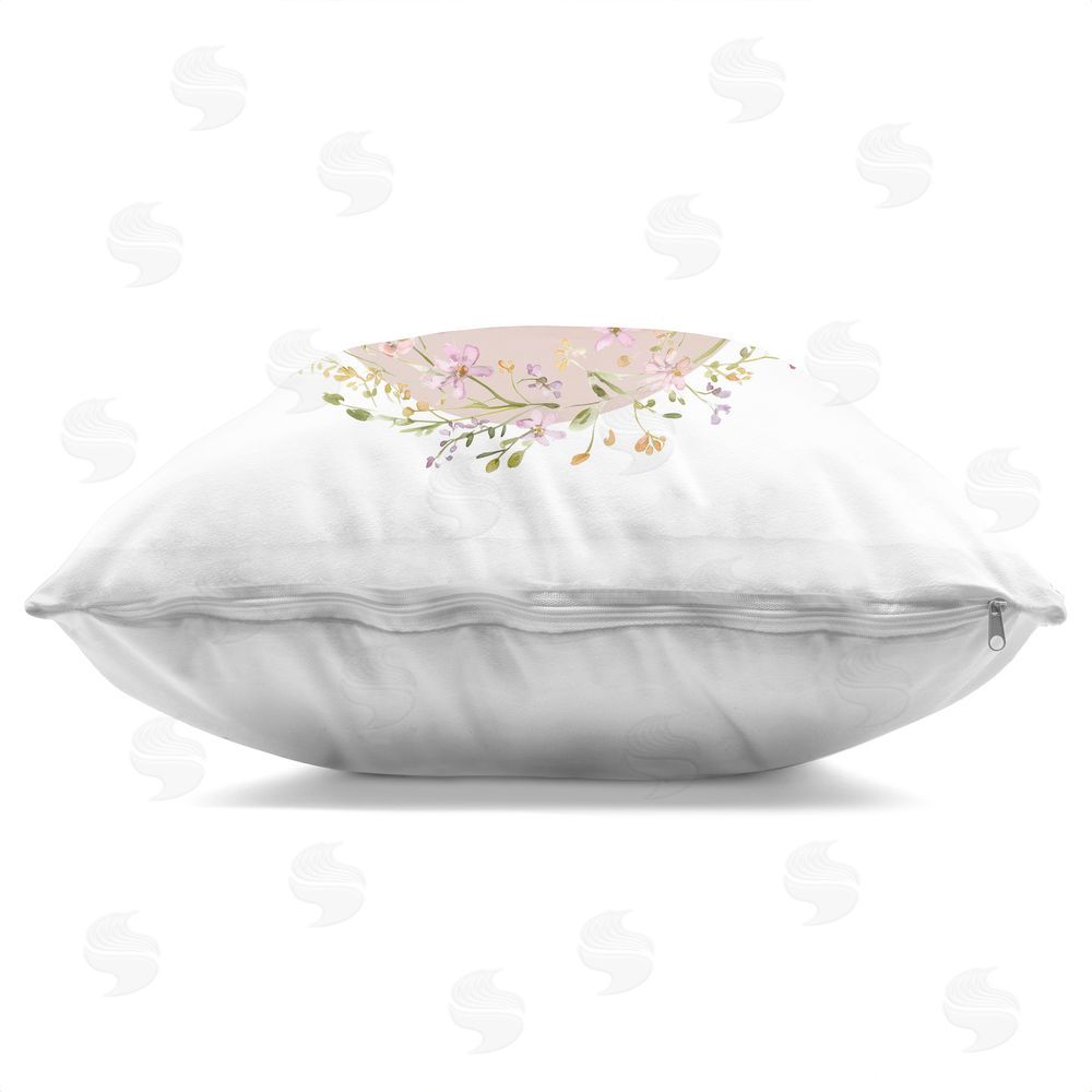 Christine Simpson Art Queen Swan with Florals Indoor Plush Polyester Square Throw Pillow Zipper Detail