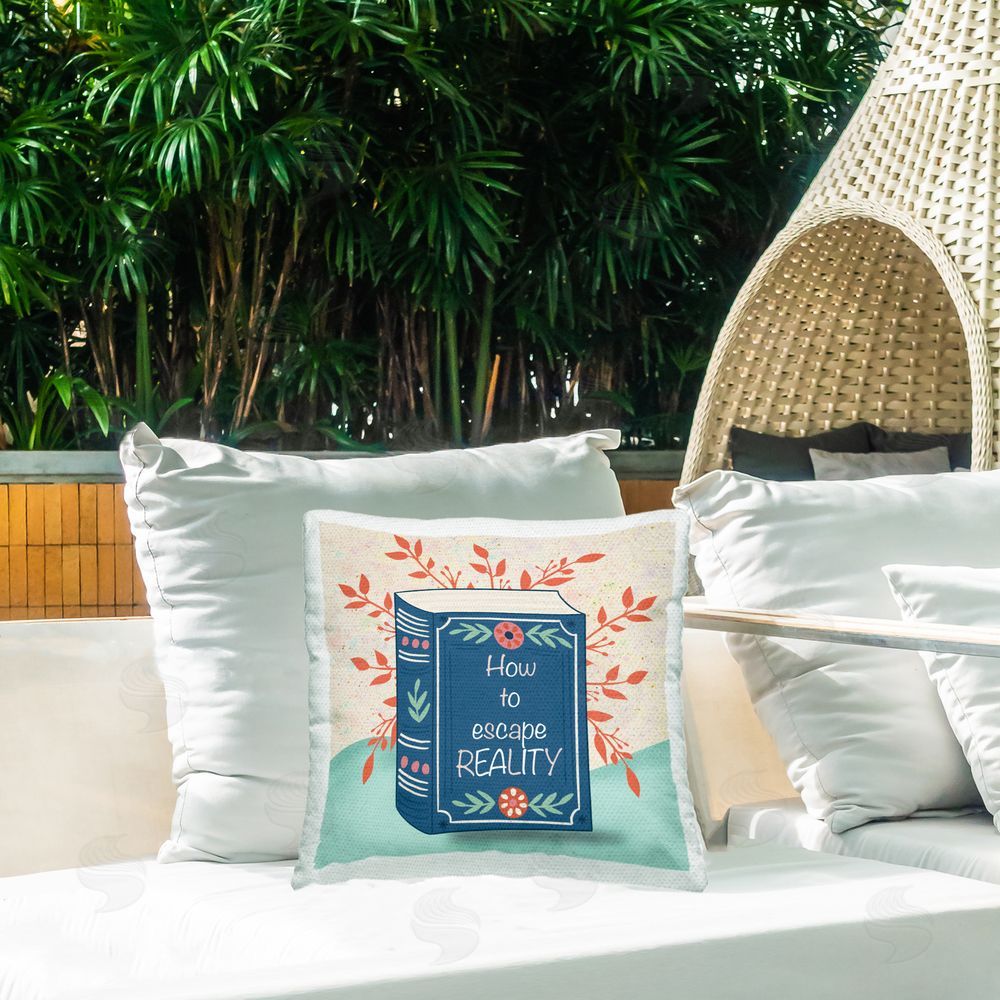 Julia Frost How To Escape Reality Outdoor Quick-Dry Polyester Printed Square Pillow on Patio