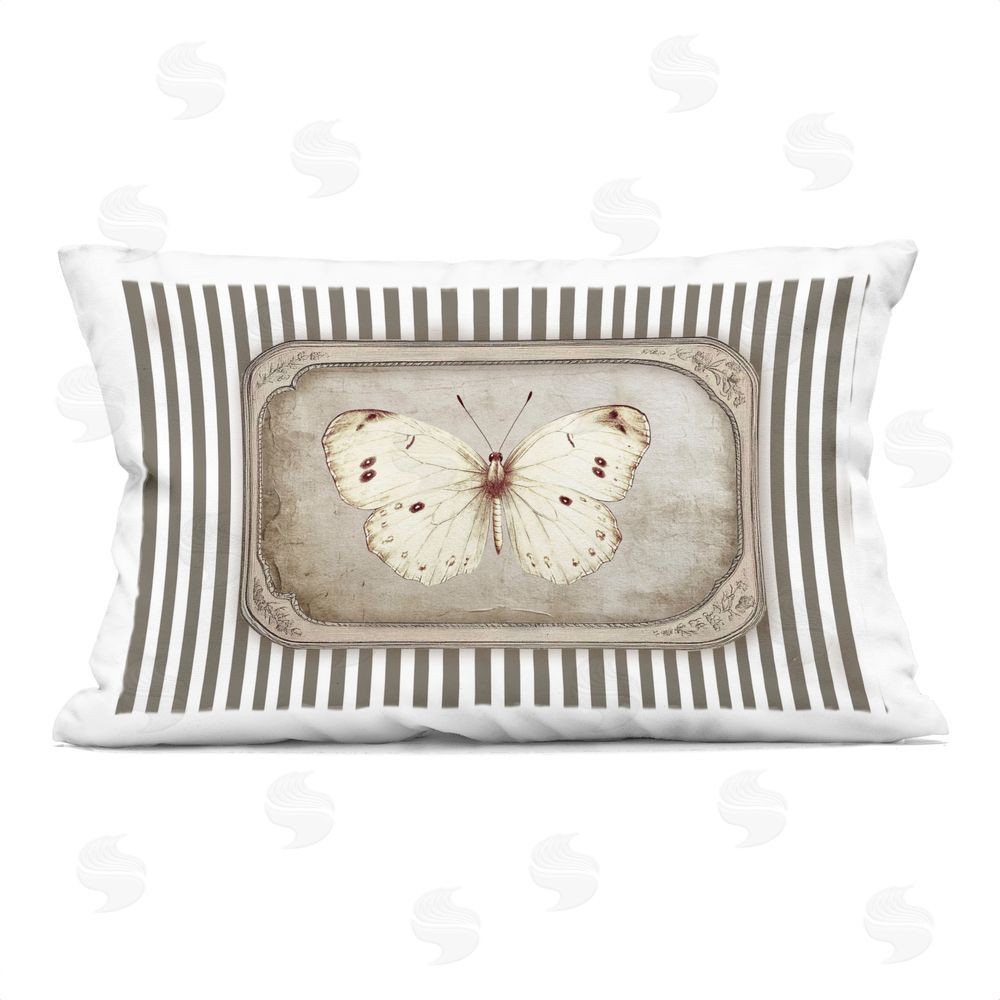 Ramona Murdock Antique Treasures Butterfly Indoor Plush Polyester Lumbar Pillow