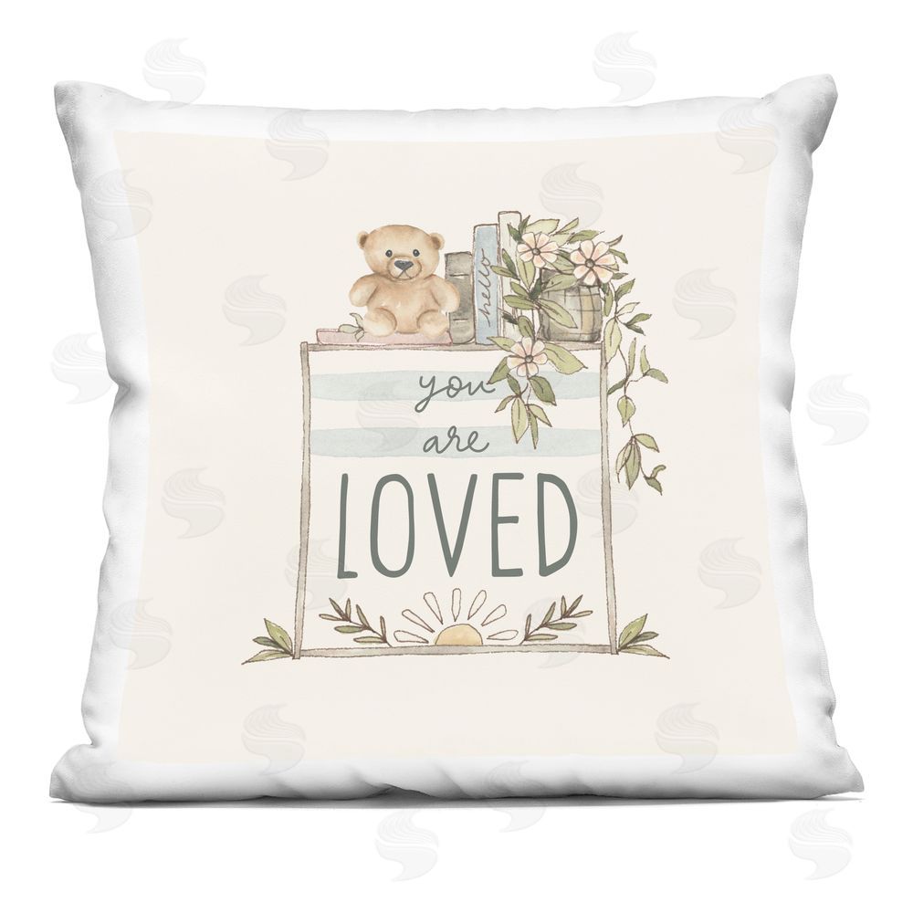 Blue Chair Blessing You Are Loved Nursery Message Indoor Plush Polyester Square Throw Pillow