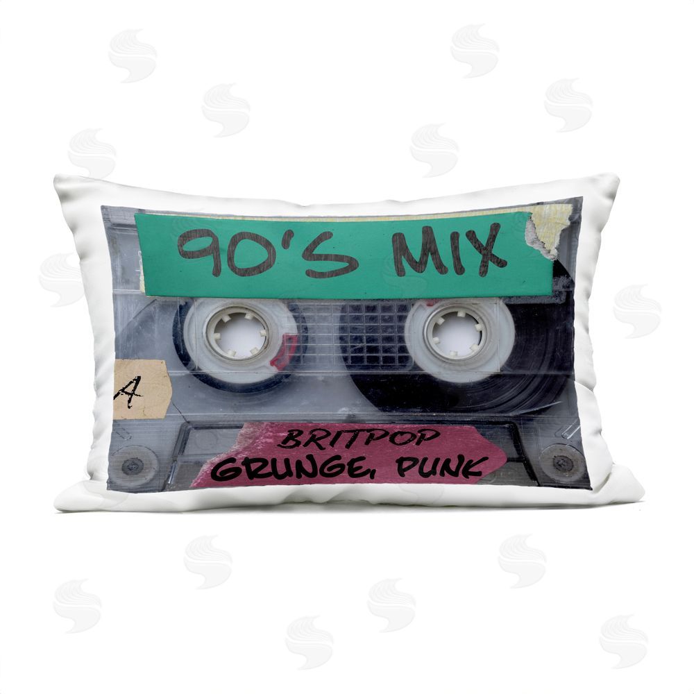 Annabelle Hall Retro 90s Mix Cassette Outdoor Printed Throw Pillow