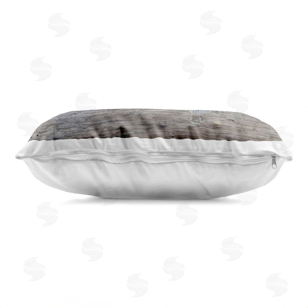 LMarie Allen Sea Glass On Driftwood Indoor Plush Polyester Lumbar Pillow Zipper Detail