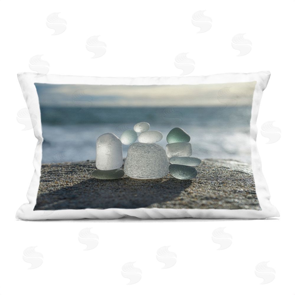 LMarie Allen Balancing Sea Glass Pebbles Indoor Plush Polyester Lumbar Pillow