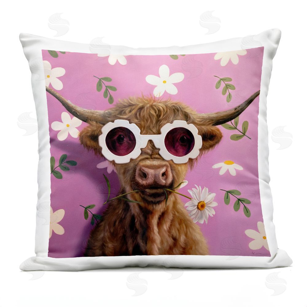 Lucia Heffernan Fresh As A Daisy Cattle Outdoor Quick-Dry Polyester Square Throw Pillow