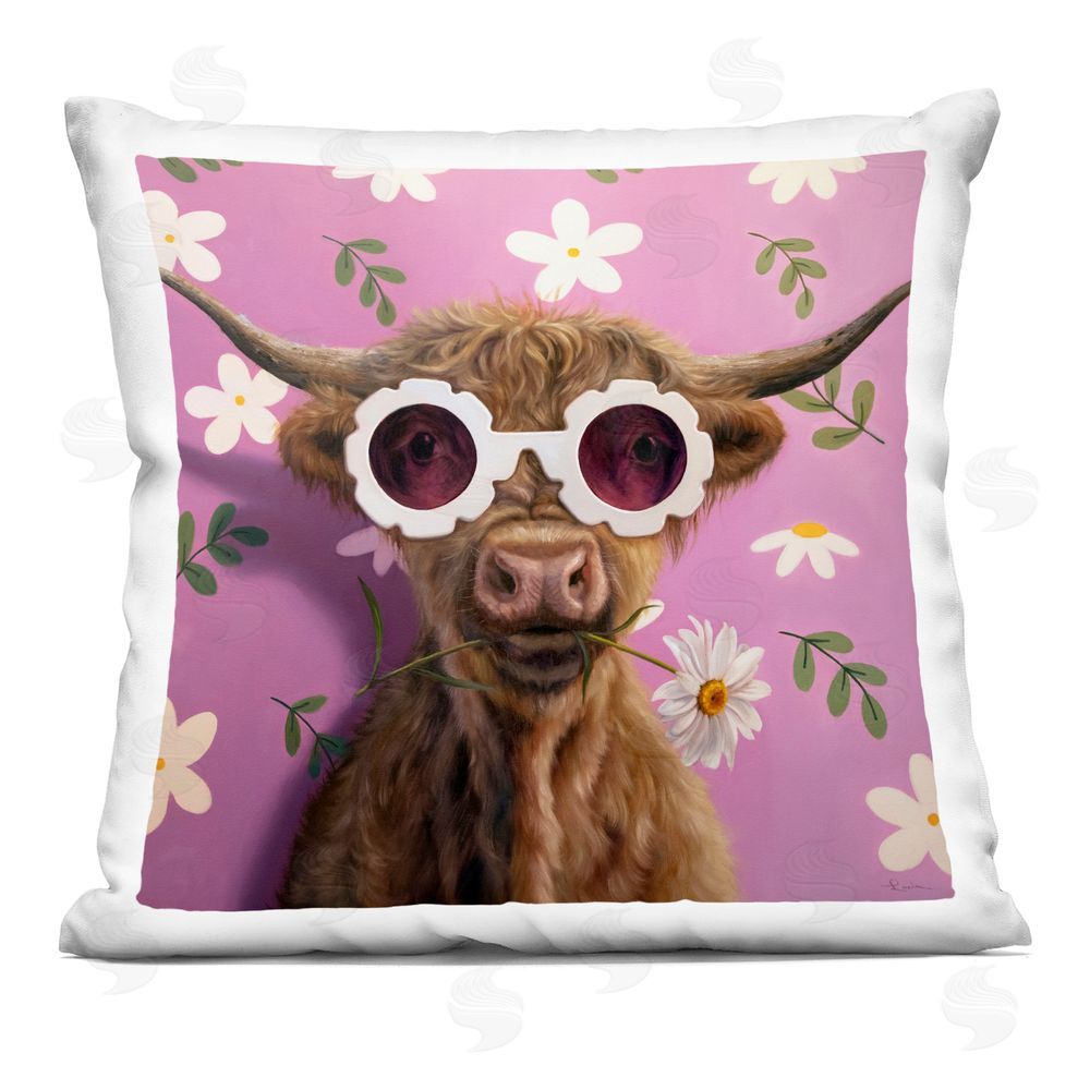 Lucia Heffernan Fresh As A Daisy Cattle Indoor Plush Polyester Square Throw Pillow