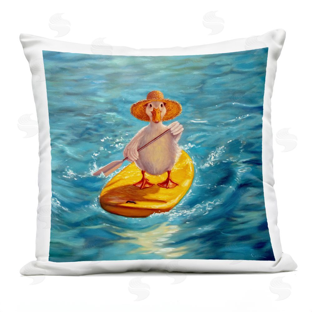 Lucia Heffernan The Paddler Duck with Straw Hat Outdoor Quick-Dry Polyester Square Throw Pillow