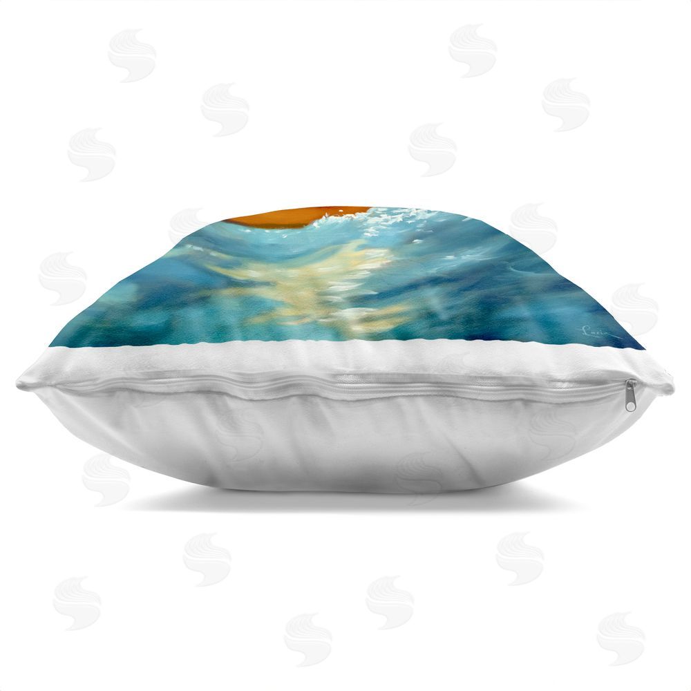 Lucia Heffernan The Paddler Duck with Straw Hat Indoor Plush Polyester Square Throw Pillow Zipper Detail