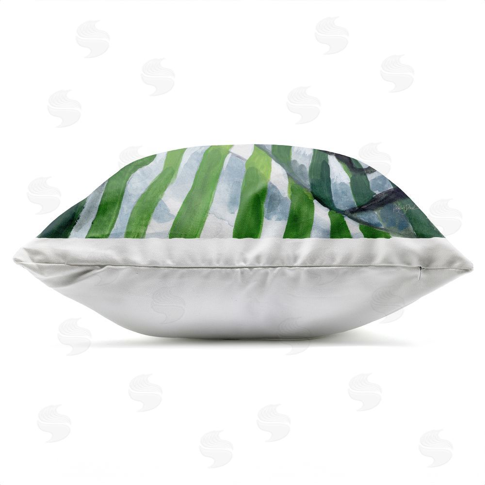 Kate Jarvik Birch Tuxedo Cat Nap on Stripes Outdoor Quick-Dry Polyester Square Throw Pillow Zipper Detail