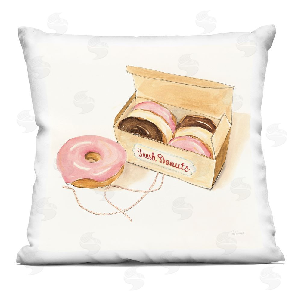 Sue Schlabach Box of Fresh Donuts Indoor Plush Polyester Square Throw Pillow