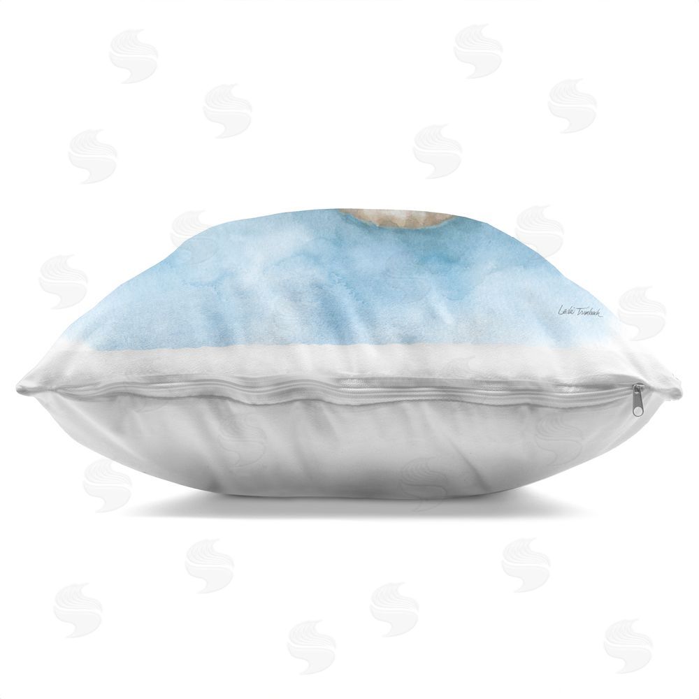 Leslie Trimbach Coastal Calm Conch Indoor Plush Polyester Square Throw Pillow Zipper Detail