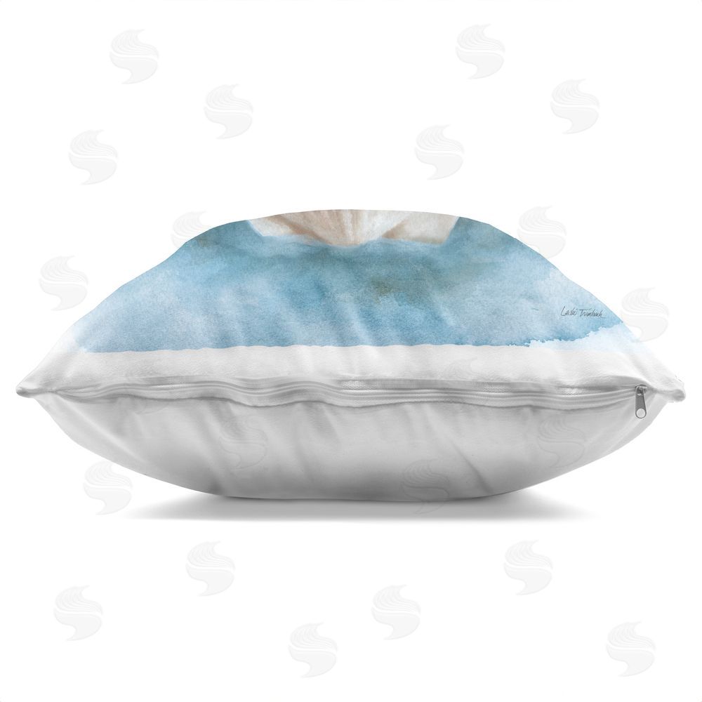 Leslie Trimbach Coastal Calm Clamshell Indoor Plush Polyester Square Throw Pillow Zipper Detail