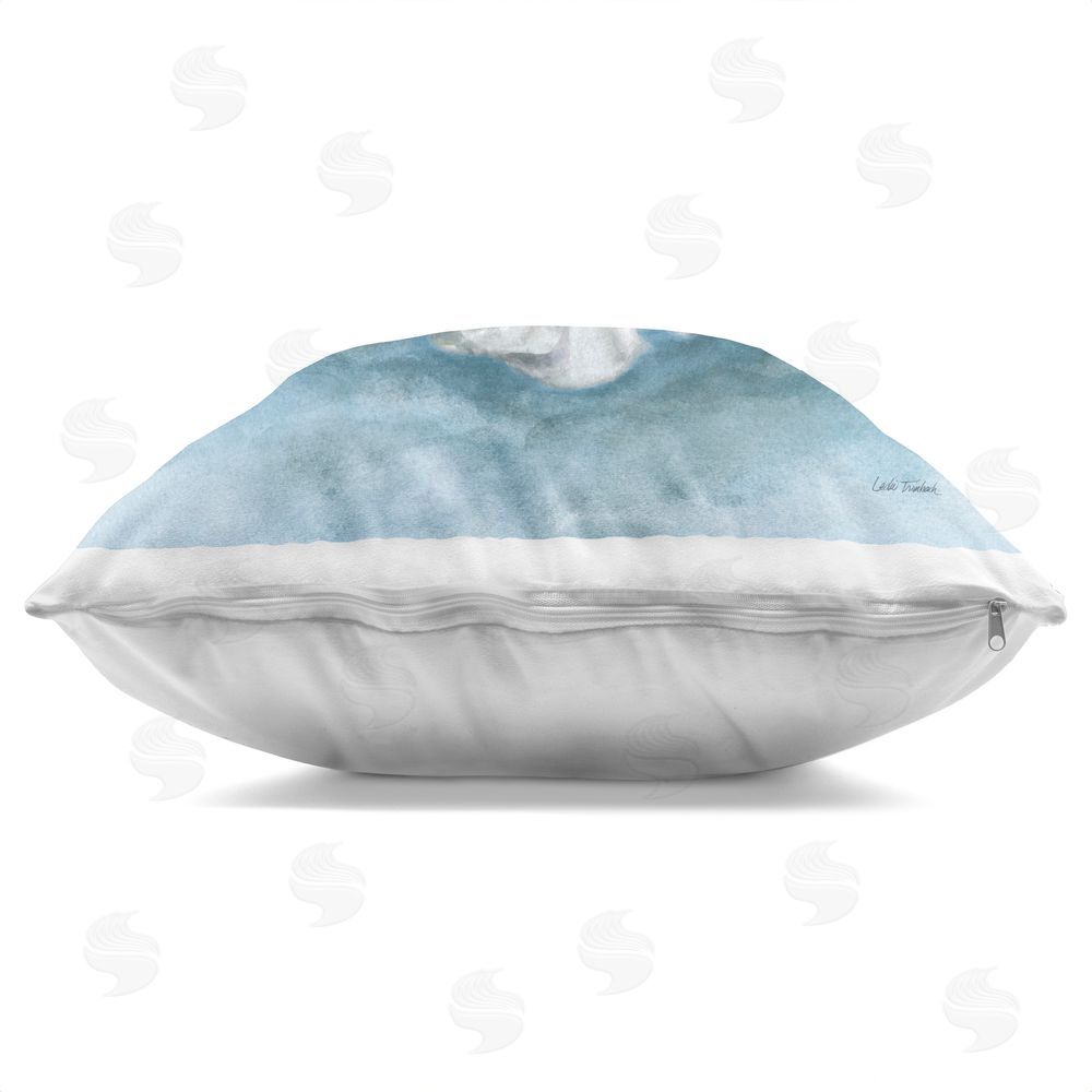 Leslie Trimbach Coastal Calm Scalloped Shell Indoor Plush Polyester Square Throw Pillow Zipper Detail
