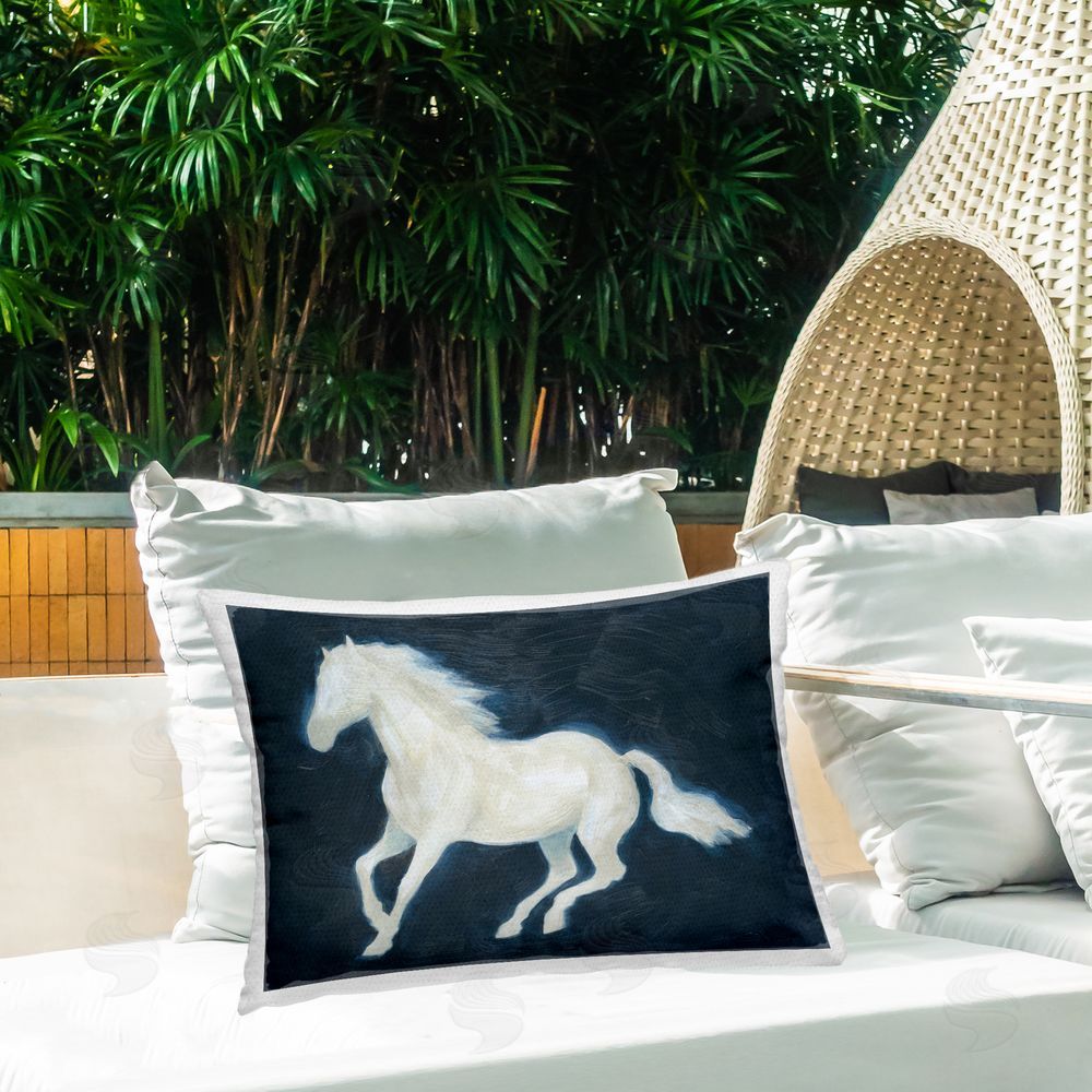 Grace Popp Luminous Horse Galloping Outdoor Quick-Dry Polyester Printed Lumbar Pillow on Patio