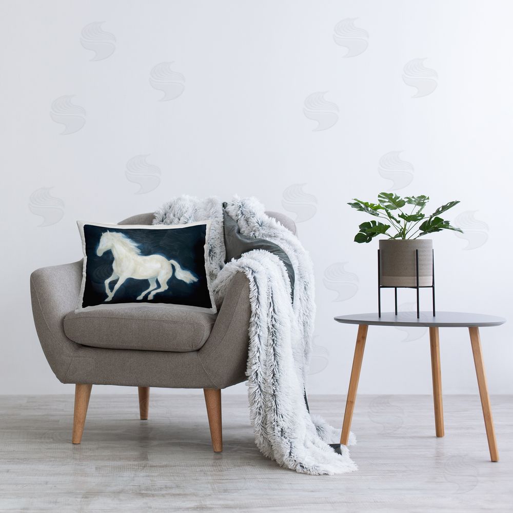 Grace Popp Luminous Horse Galloping Plush Polyester Printed Lumbar Pillow on Chair