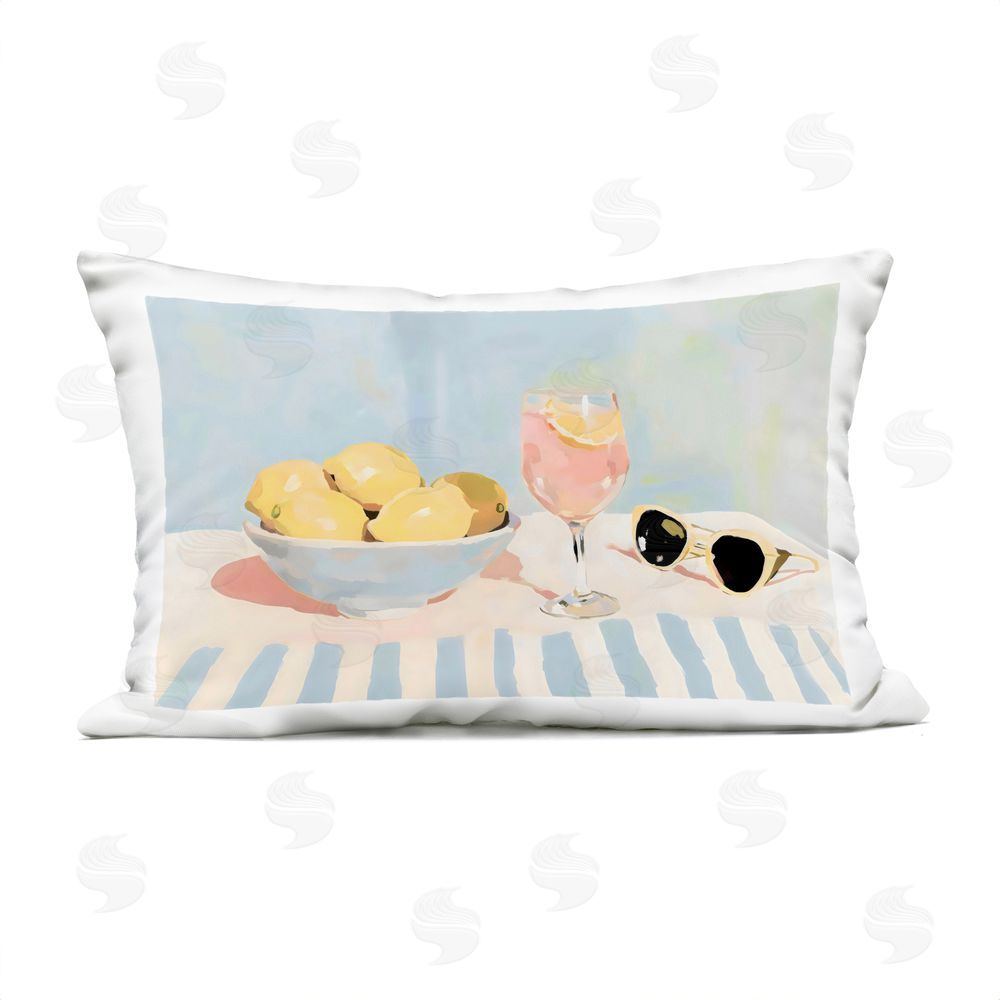Sisi and Seb Aperol & Summer Lemons Outdoor Printed Lumbar Throw Pillow