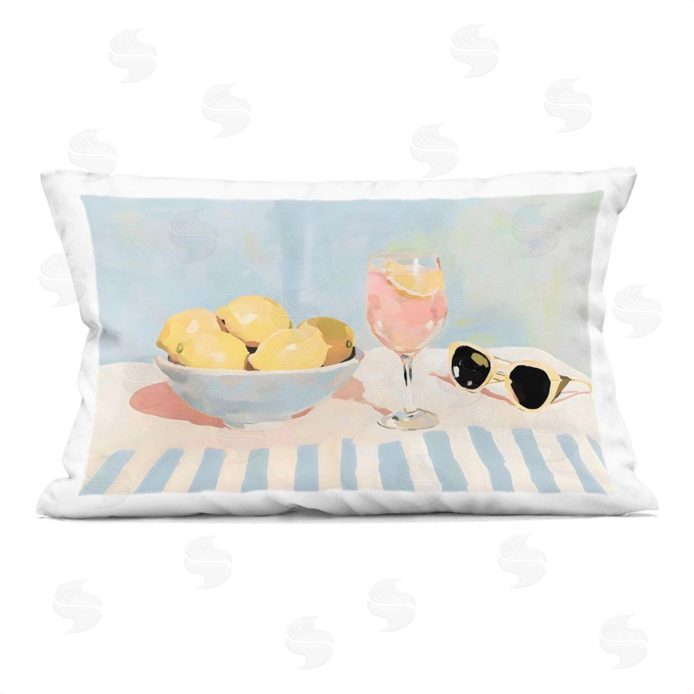 Sisi and Seb Aperol & Summer Lemons Printed Lumbar Throw Pillow