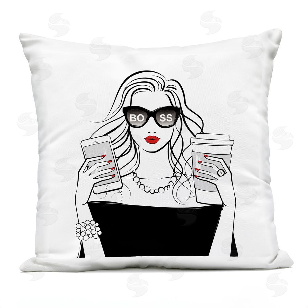 Martina Pavlova Chic Boss Morning Coffee Moment Outdoor Square Printed Throw Pillow