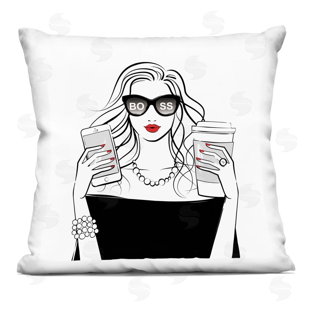 Martina Pavlova Chic Boss Morning Coffee Moment Square Printed Throw Pillow