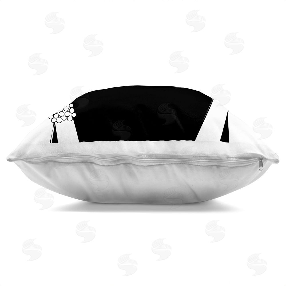 Martina Pavlova Chic Boss Morning Coffee Moment Square Printed Throw Pillow Side View with Zipper Detail