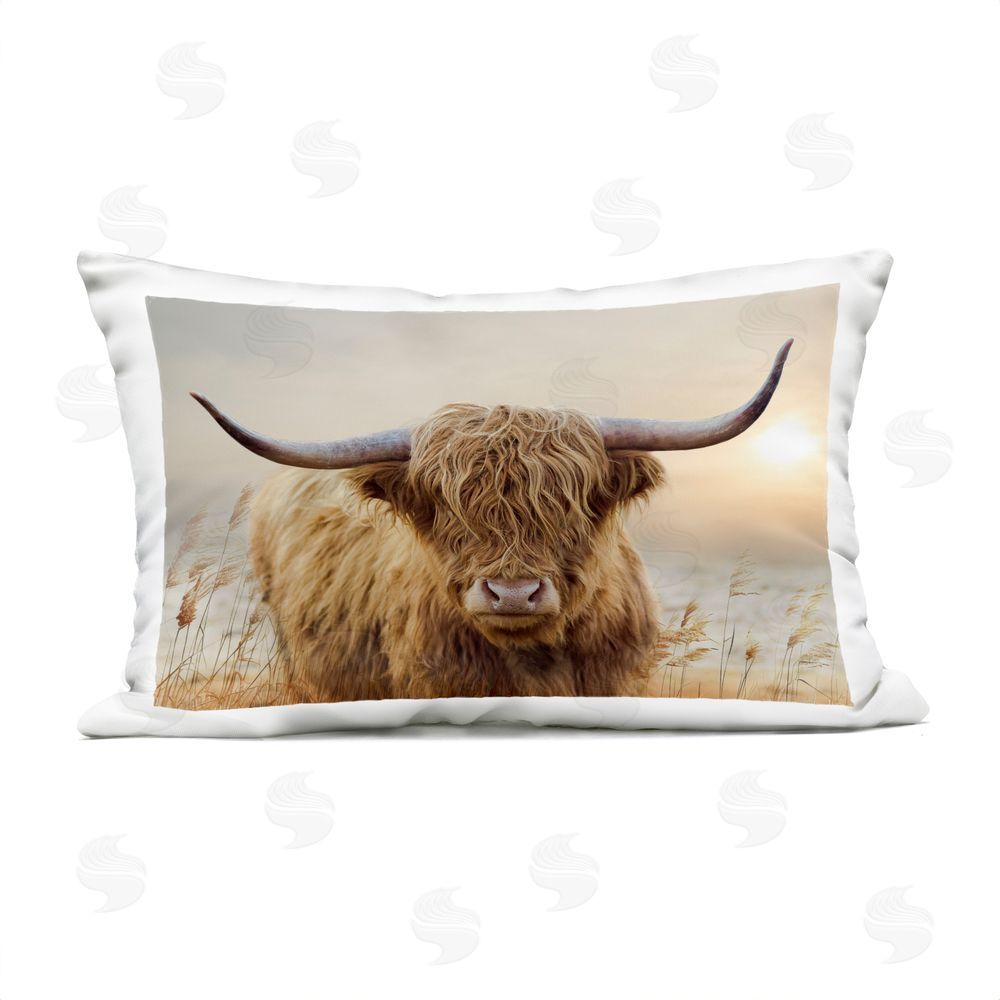 CAD Designs Highland Cow & Warm Sunset Outdoor Quick-Dry Polyester Lumbar Pillow