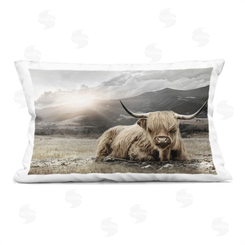 CAD Designs Cattle Resting in Morning Sun Indoor Plush Polyester Lumbar Pillow