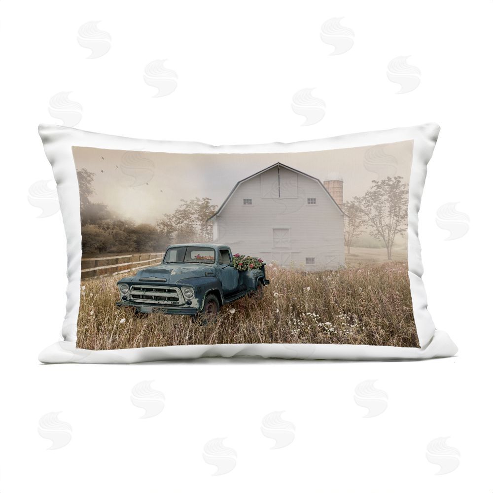 Nan Vintage Pickup in Wildflowers Outdoor Quick-Dry Polyester Lumbar Pillow