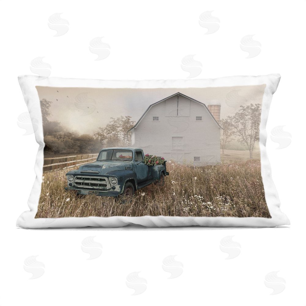 Nan Vintage Pickup in Wildflowers Indoor Plush Polyester Lumbar Pillow