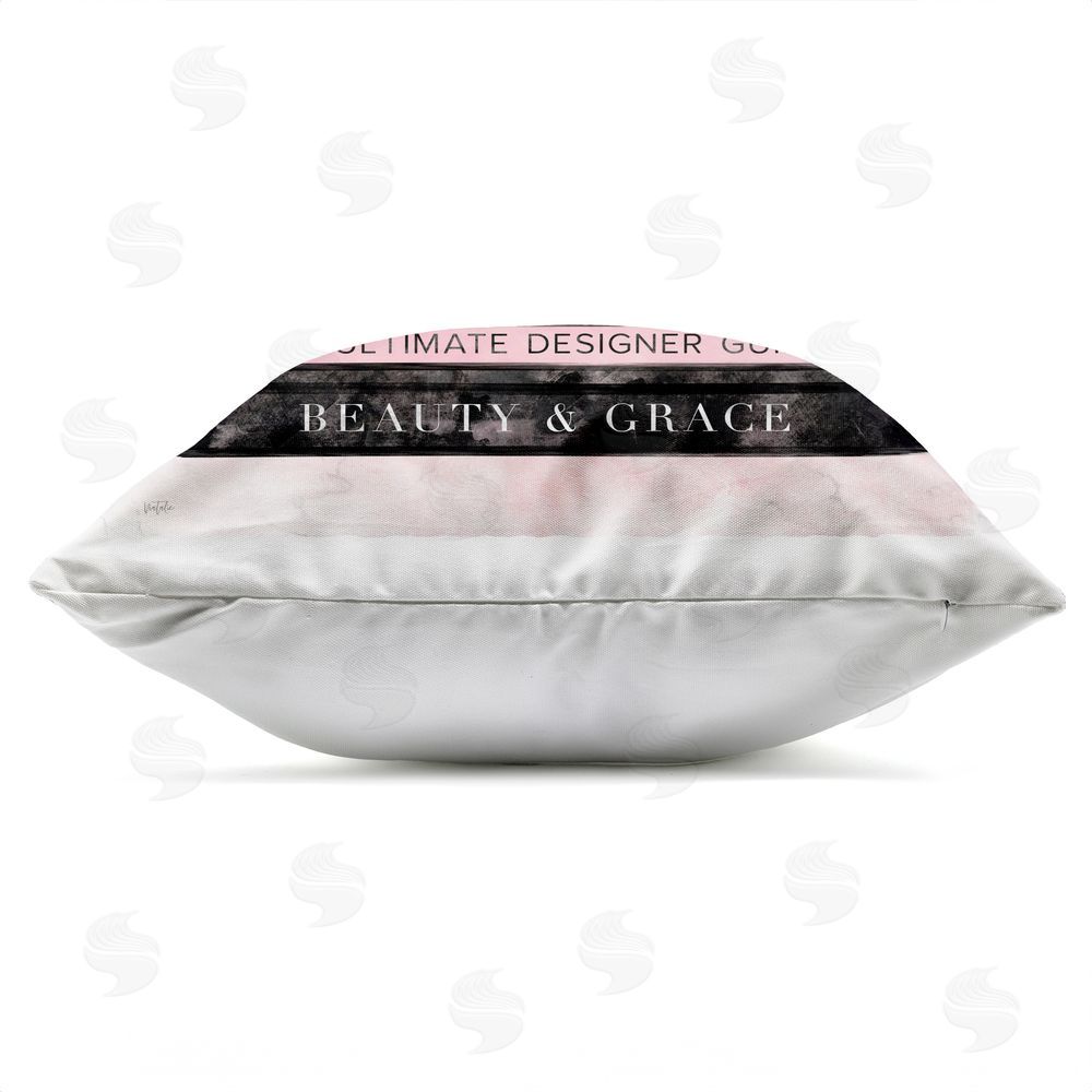Natalie Carpentieri Blush Fashion Book Stack Outdoor Quick-Dry Polyester Square Throw Pillow Zipper Detail